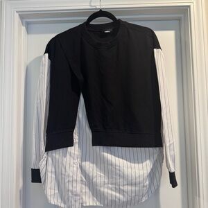 Black and White Striped Layered Shirt